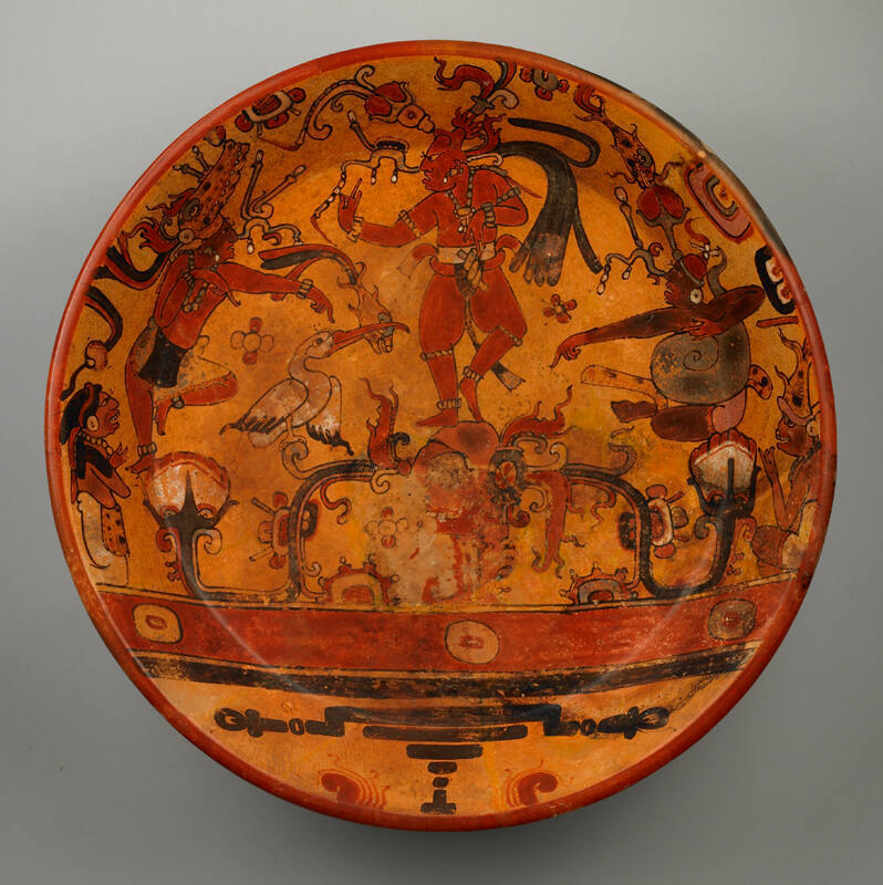 Plate with the Rebirth of the Maize God. Maya, probably made in Peten, Guatemala, 600–800 CE. T ...